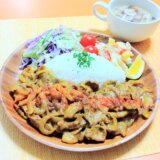 豚肉のカレー炒め＆マカロニサラダのワンプレート！【男一人の平日夕飯】