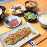 焼きなすとマグロの山かけ！【男一人の休日夕食】