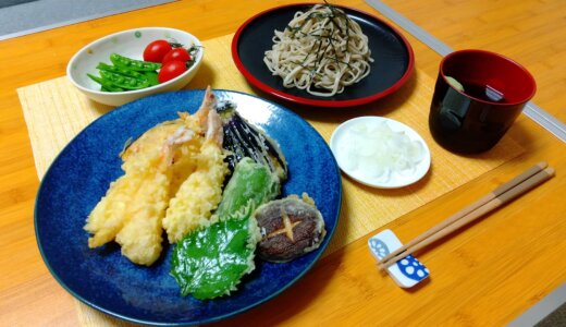 天ぷら盛り合わせとざるそば！【男一人の休日昼食】