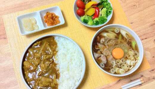 おそば屋さんのカレーとかけそば！【男一人の休日夕食】