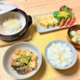 さば缶と厚揚げのみそ煮とめんたい玉子焼き【男一人の平日夕食】