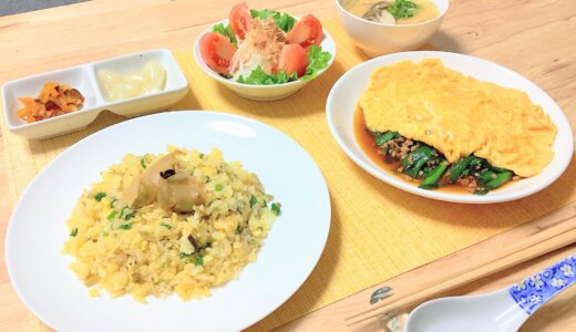 ザーサイ炒飯とニラ玉！【男一人の平日夕食】