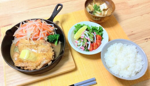 チキン照り焼きバター＆かまぼこときゅうりの酢の物！【男一人の平日夕食】