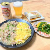 豚肉のあんかけチャーハン＆ピーマンとパプリカのナムル【男一人の平日夕食】