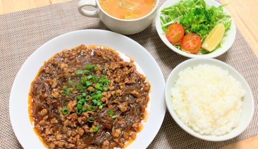 麻婆春雨定食 【男一人の平日夕食】