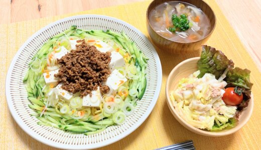 冷し麻婆麺と白菜とツナ缶サラダ 【男一人の平日夕食】