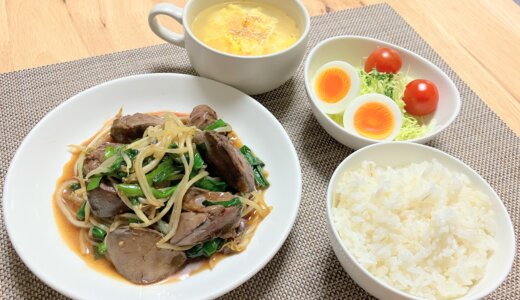 レバニラ炒め定食 【男一人の夕食】