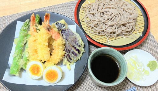 旬のアスパラで天ざる 【男一人の休日昼食】