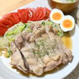 蒸し鶏と旬の野菜【男一人の平日夕食】