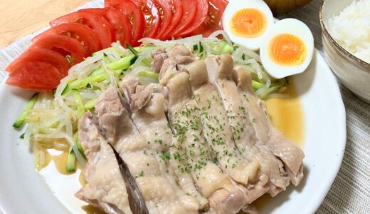 蒸し鶏と旬の野菜【男一人の平日夕食】