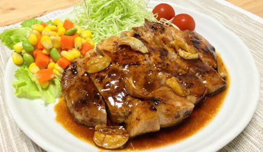トンテキと旬の野菜サラダ【おひとり様レシピ】
